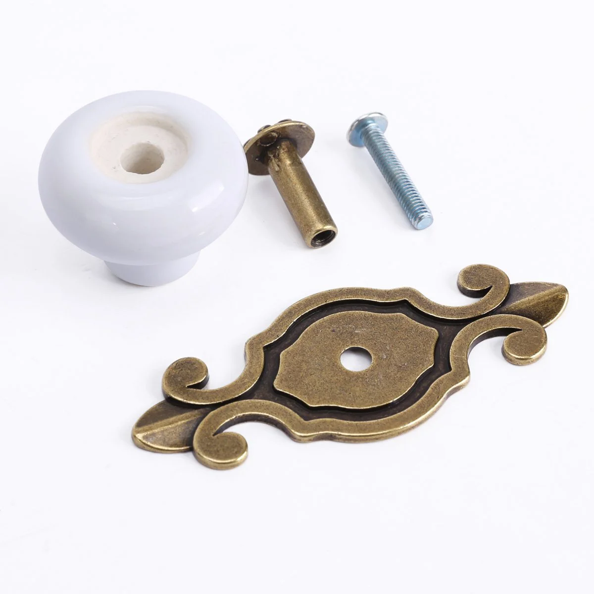 

2Pcs Zinc Alloy Door Knobs White Bronze Ceramic Cabinet Cupboard Drawer Pull Handles Durable Metal
