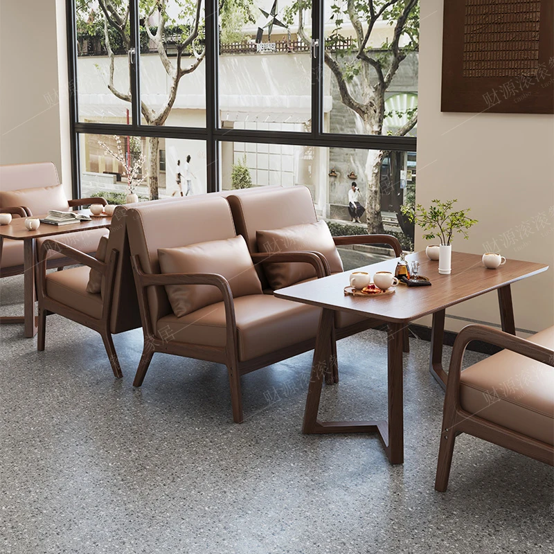 

Retro cafe table and chair combination clear bar leisure area sofa card seat