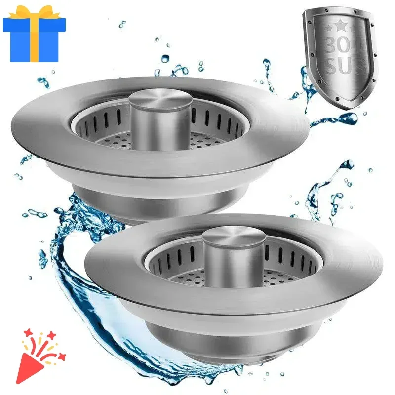

304 Steel 3-in-1 Sink Drain Plug - Fast Drain Anti-Odor Strainer US Standard Fit