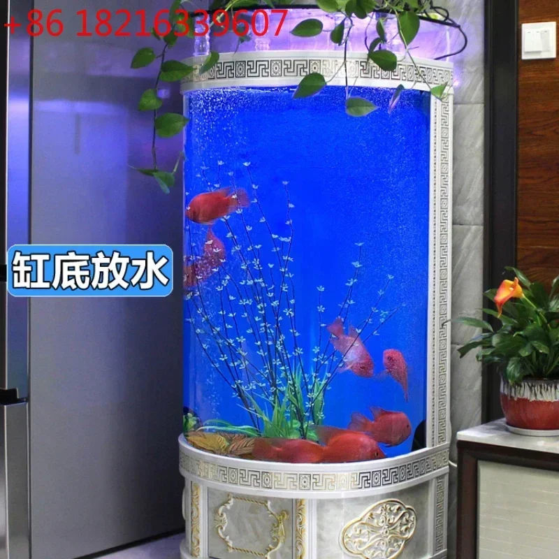 Household Semicircle Lazy Change Water Ecological Aquarium Small Cylinder against the Wall