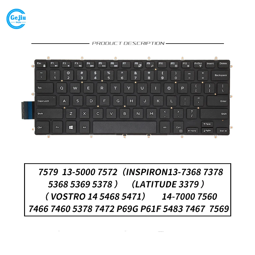 

Новая Оригинальная клавиатура для ноутбука Dell 5578, 5378, 3379, 7466, 5368, 7460, Vostro 14, 7560, 5468, 5471, 5483