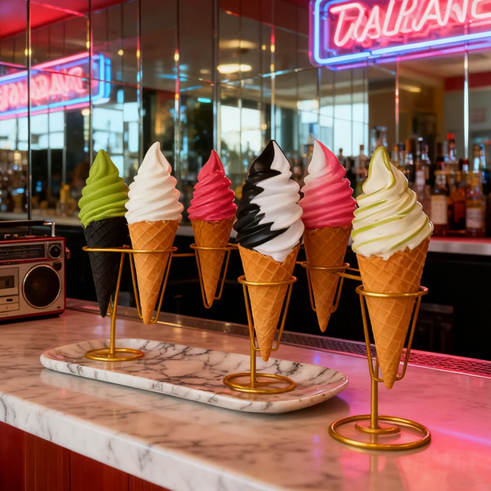 Helado realista de PVC de 21cm/8,3 pulgadas, modelo grande de postre falso para exhibición de tienda, accesorios de fotografía, decoración de fiesta, soporte de comida
