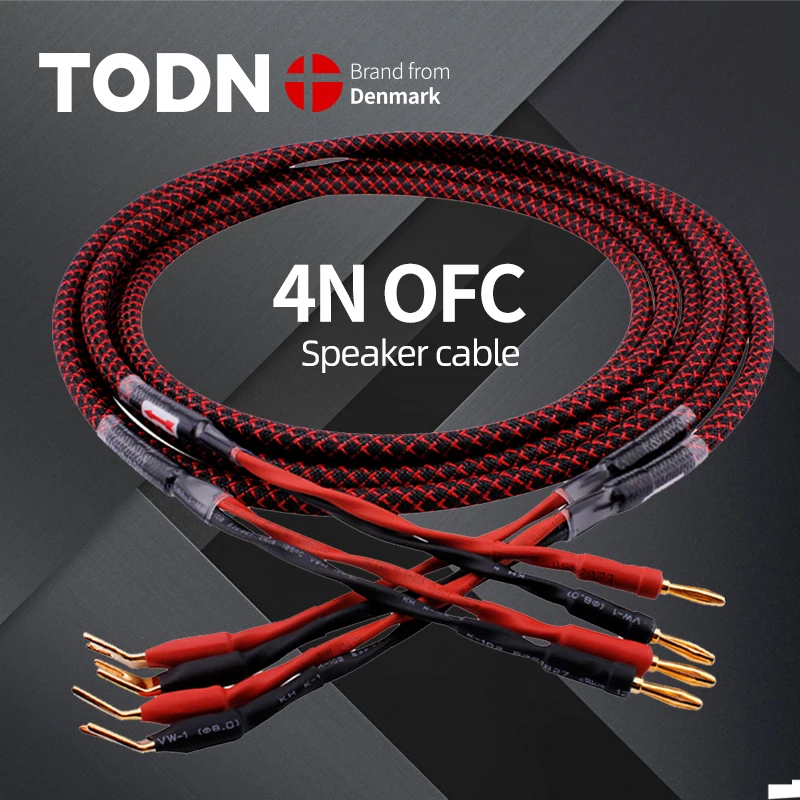 

TODN L-4S8F speaker cable 1 Pair OFC audio cable HI-FI high-end amplifier speaker cable Banana plug cable