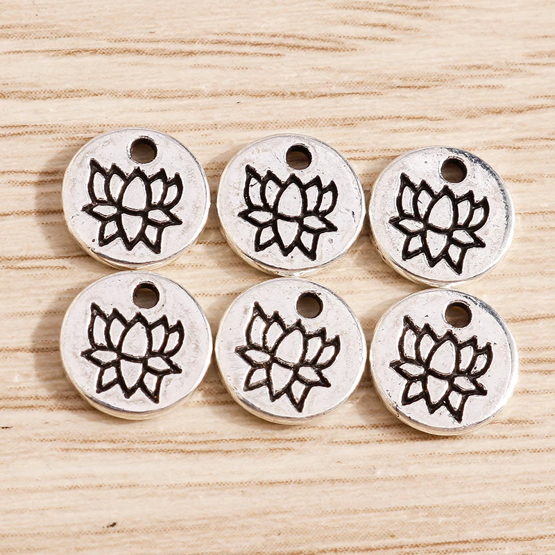 

Tusember 50Pcs Alloy Silver Color Buddhism Lotus Flowers Charms for Handmade Necklaces Earrings Women Jewelry Accessories