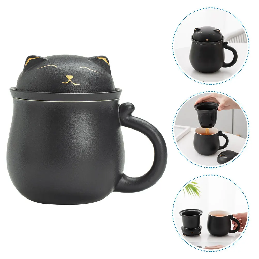 

Tea Water Separation Cup Ceramic Mug with Strainer Large Size for Office Home Breakfast Portable Drinkware for Tea Coffee Juice
