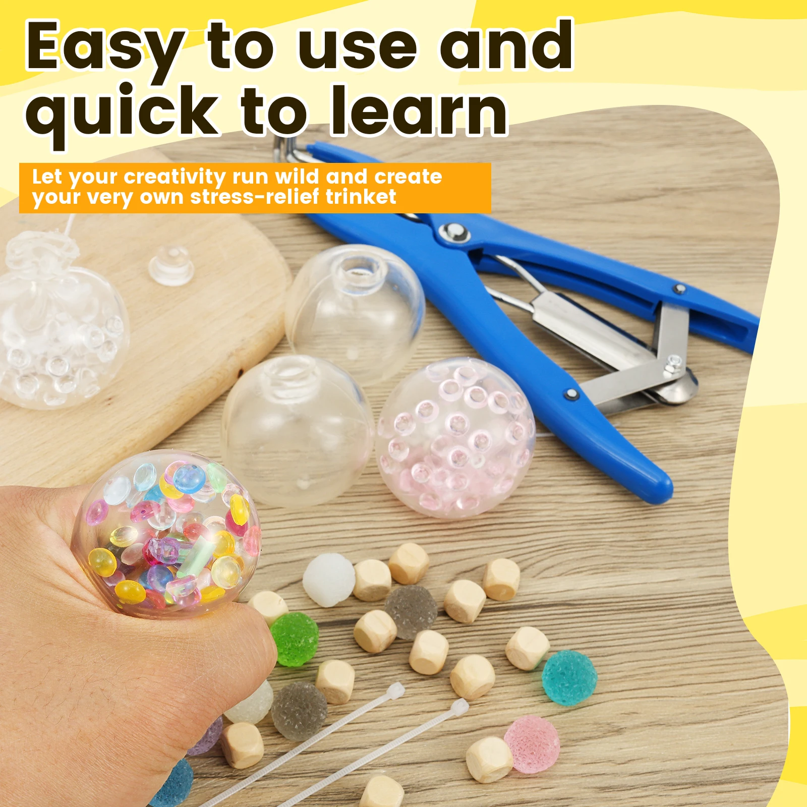 DIY Vakuum-Quetschball Stressabbau-Set Blanko-Ballhüllen mit Deckeln Füllzubehör Schaumstoffperlen Glitzer Langsam Zurückfedernde Spielzeuge – Detail 4