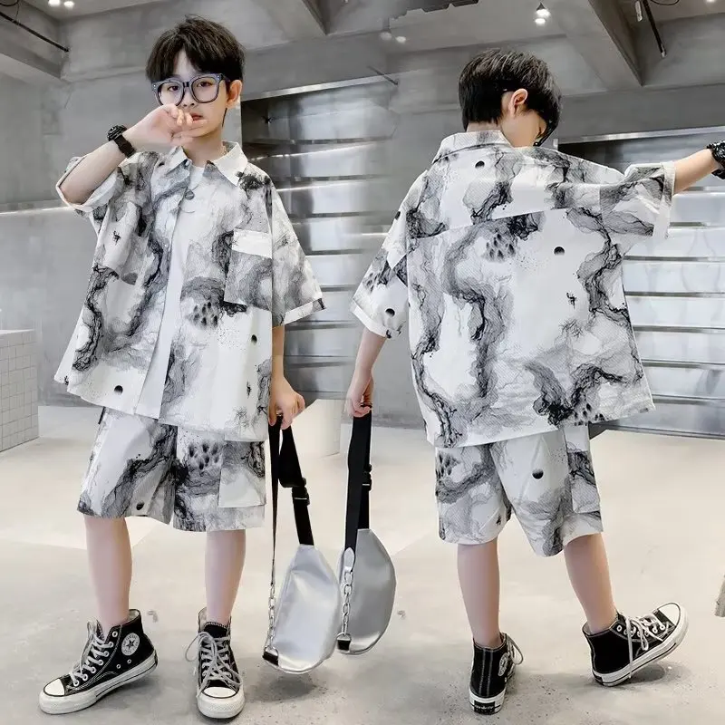 

Popular Lazy New Set Summer Men's Art And Children's Wear Versatile Harajuku Daily Trend Fashion Simplicity
