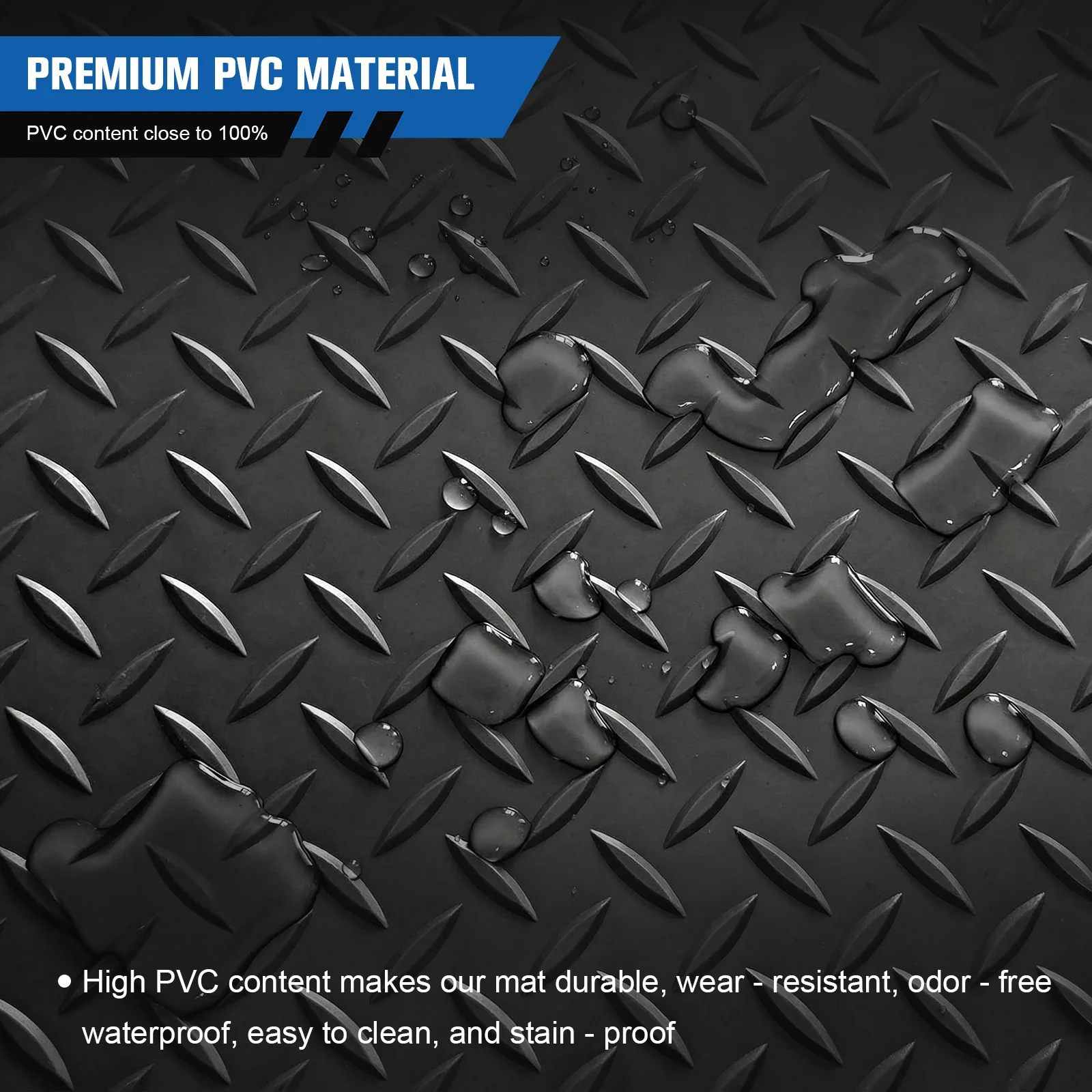 

7.9x21/32.8 FT Non-Slip Floor Mat 2.5mm Floor Protector Diamond Plate PVC for Truck Trailer SUVs Van Golf Cart Motorcycle