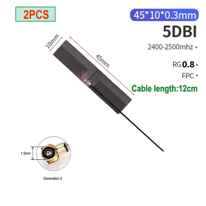 Eoth 2 Stück IoT WLAN-Antenne 5,8 GHz 2,4 GHz Dual-Band Eingebaute FPC-Softboard für Bluetooth PCB Patch-Antenne Generation 4 – Detail 4