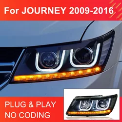 1 Pair LED Headlight Assembly for Dodge Journey 2009-2016 Headlights with LED DRL Turning Projector Lens Front Head Lamps