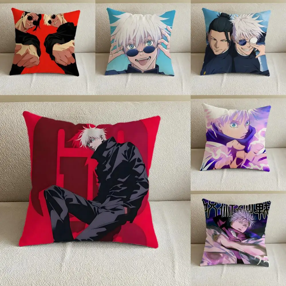 Cushion Cover Natural Linen Pillowcase Set, All-in-One Decor for Sofa, Bedroom & Chair Anime J-Jujutsu K-Kaisen