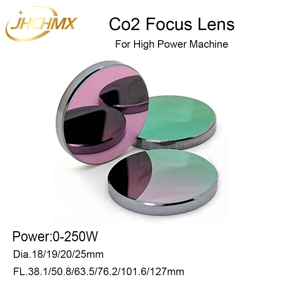 

JHCHMX CO2 Focus Lens Dia. 19.05 20 25 28mm FL38.1 50.8 63.5101.6mm High Power Lens for CO2 Laser Engraving Cutting Machi