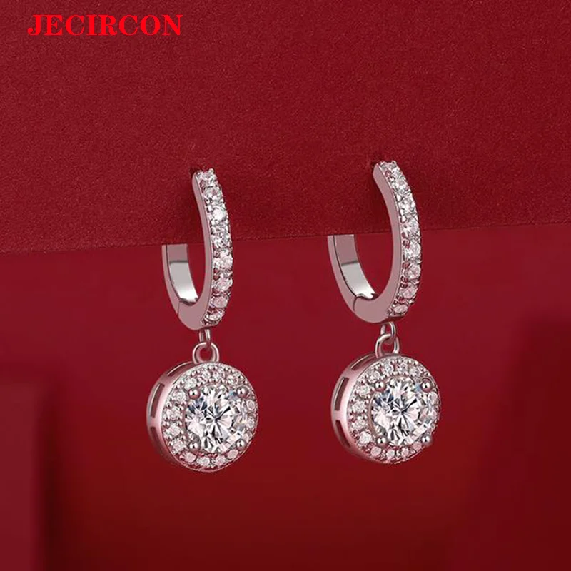 

JECIRCON модные элегантные серьги-капли с муассанитом, стерлинговое серебро S925, круглые висячие серьги 0,5 карата для женщин, подарки на вечеринку