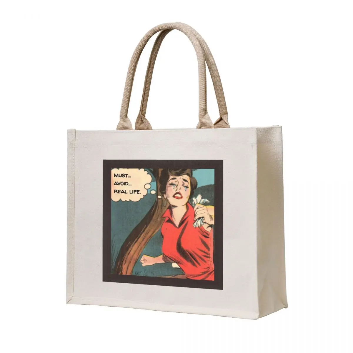 

Must Avoid Real Life Tote Bag Canvas shoulder bag bag for beach cute pouch sac pour femme
