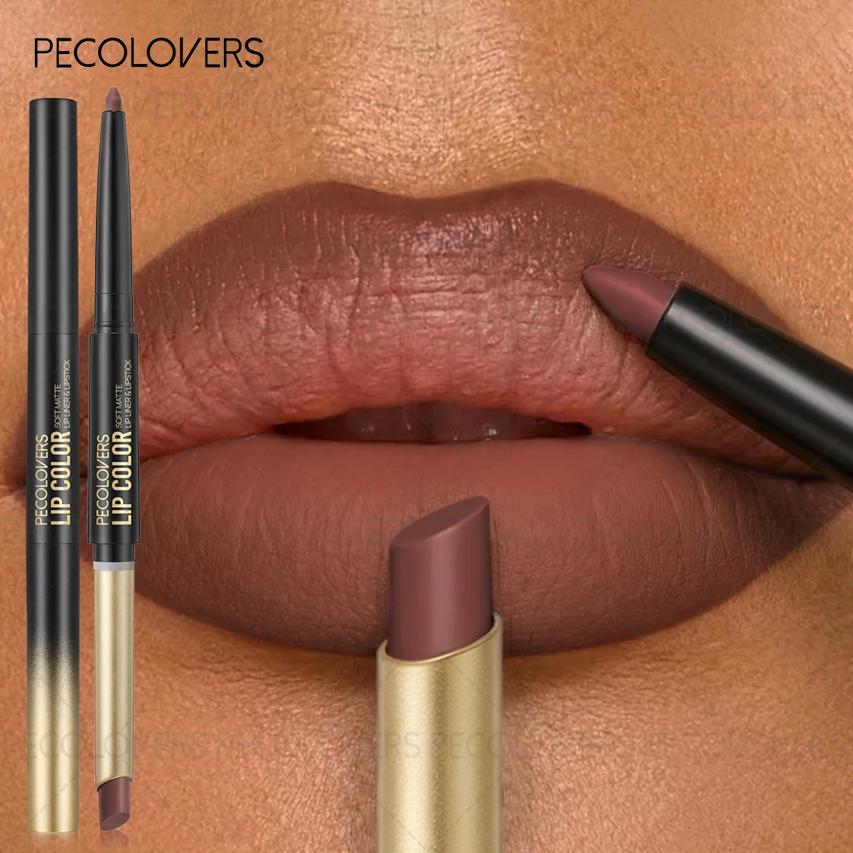 1PC Double-ended Matte Rotating Lipstick Pen Long-lasting Waterproof Lip Liner Pen Suitable for Beginners to Use Lip Liner