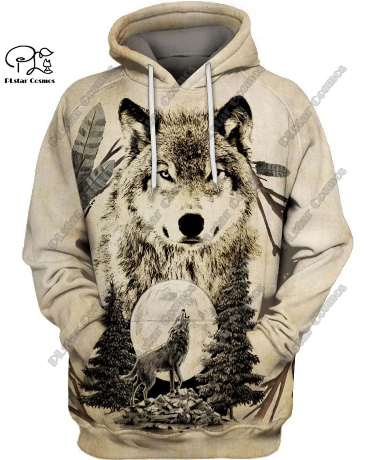 

PLstar Cosmos 3D printed retro Aboriginal wolf feather pattern street casual unisex new hoodie, sweatshirt, zipper hoodie L-6