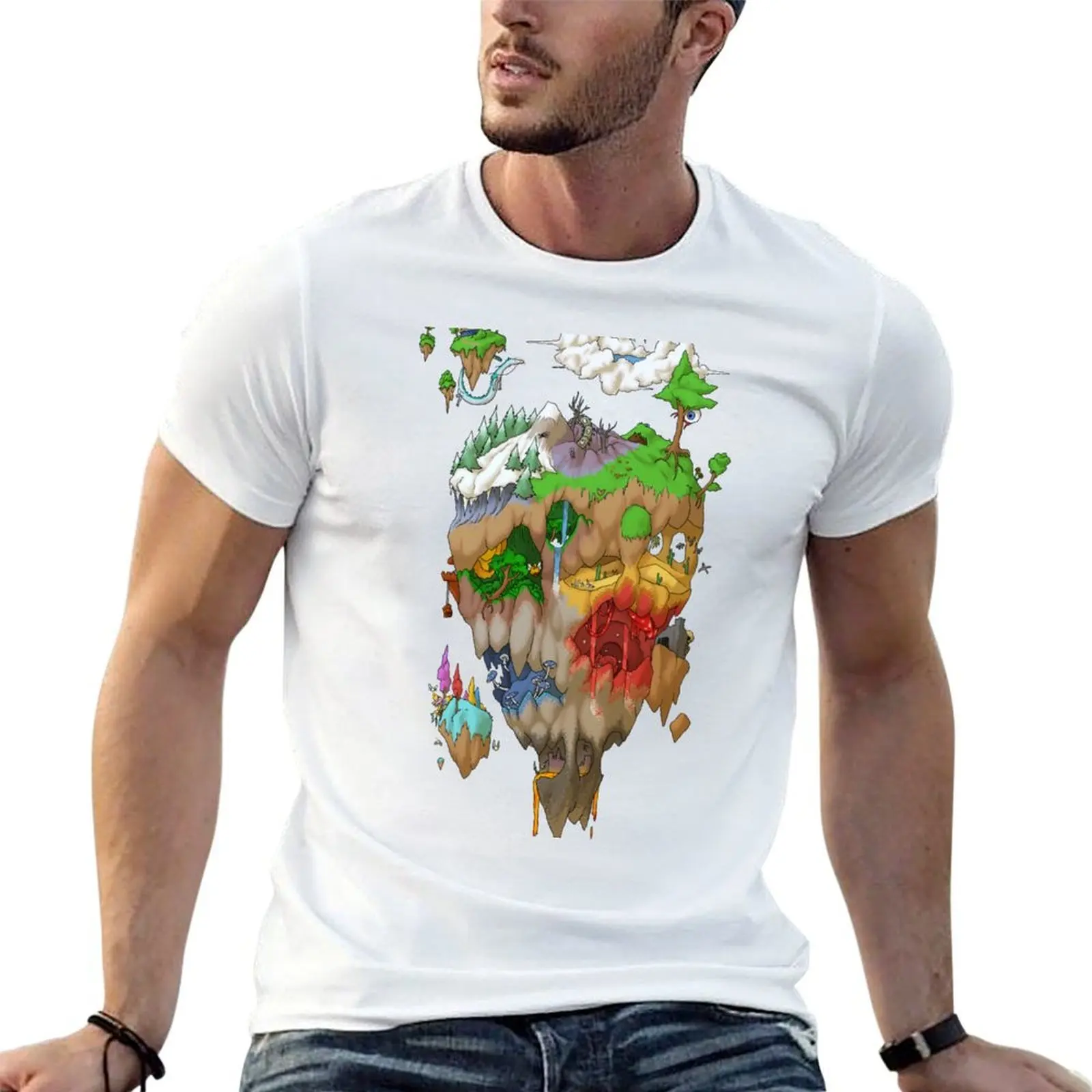 

man cotton t Terraria t heavy t Floating designer Island summer shirt shirts T-Shirt shirt man