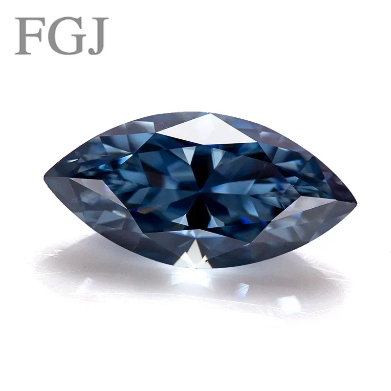 FGJ 4x8-10x20mm GRA Marquise Cut Loose Gemstones Vivid Blue VVS1 Loose Moissanite Diamond Accept Customzation Wholesale Price