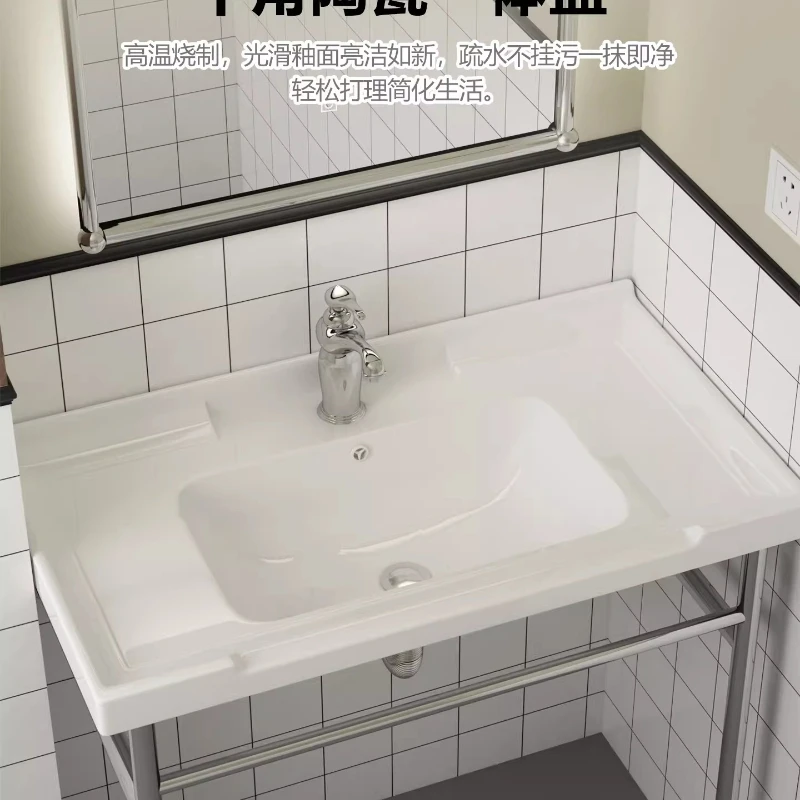 American retro washbasin ceramic integrated bathroom cabinet bracket