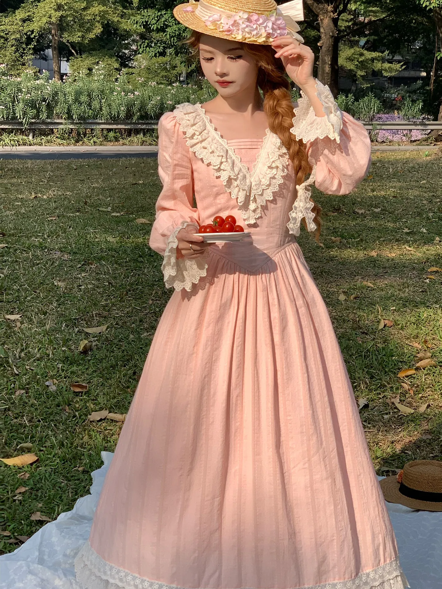 

Летнее женское платье TIYIHAILEY с длинным рукавом, длиной до середины икры, размеры S-L, винтажное, 100% хлопок, новинка 2026 года, с завышенной талией, А-силуэт, с кружевными вставками