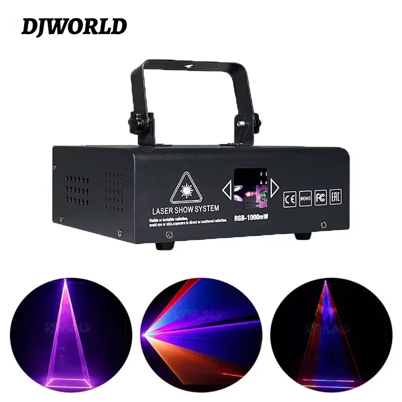 

New 1W RGB Disco Lights 1000mW Nightclub Karaoke Wedding DJ Bar Party Stage Effects Professional DMX Controller Lights