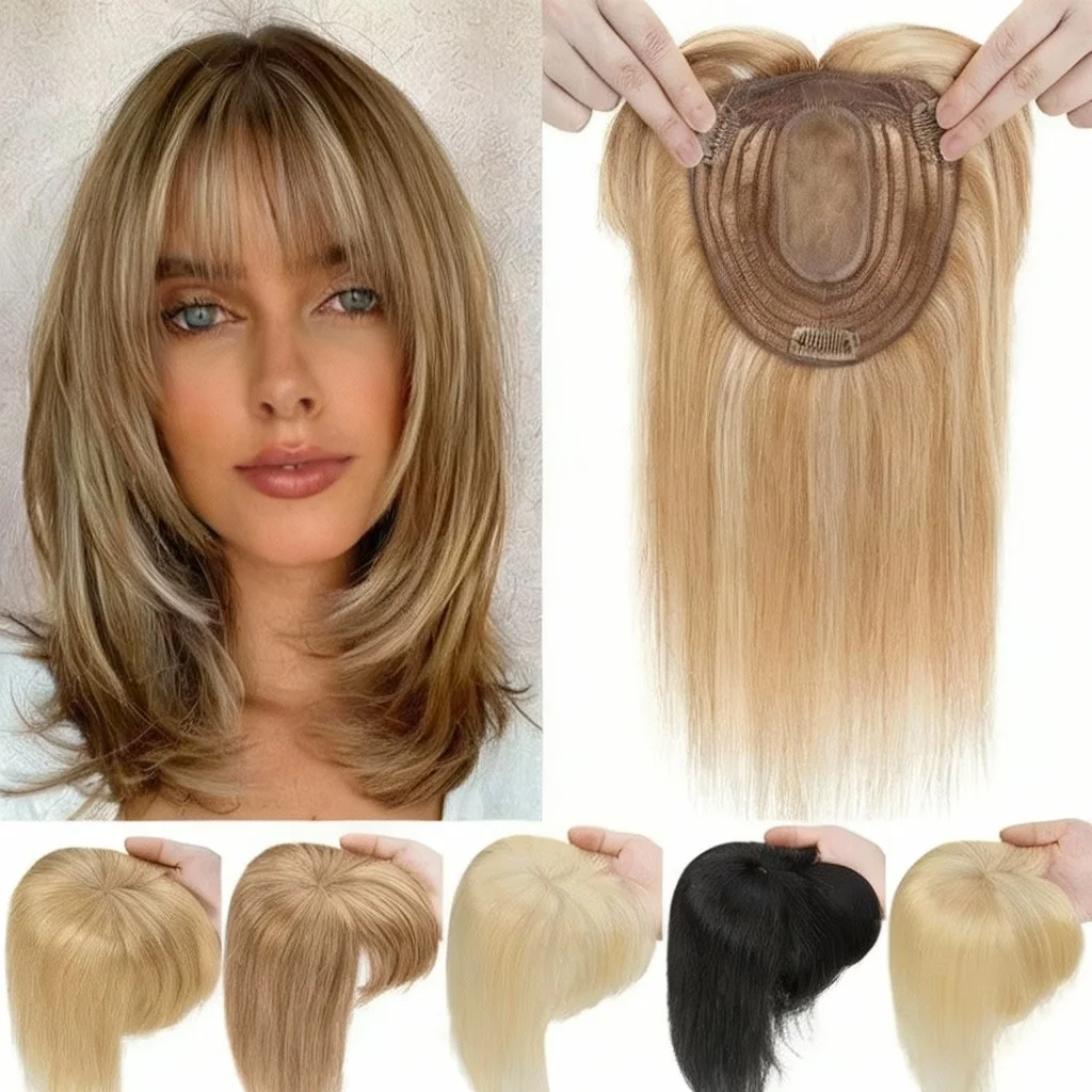 

Machine Made Women Topper 100% Human Hair Clip-in Hairpiece Wig For Crown Coverage Breathable Design Fast Delivery