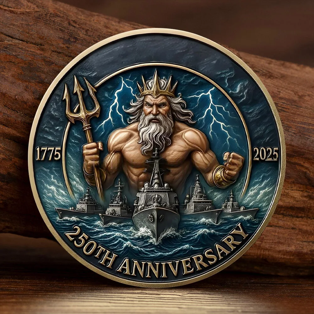La moneda conmemorativa del 250 aniversario de la moneda coleccionable de Honor de la Marina de los Estados Unidos Neptuno