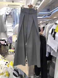 Korea Wijde Pijpen Broek Lente 2024 Nieuwe Losse Effen Kleur Casual Broek Dames Temperament Higth Taille Eenvoudige Broek Dames