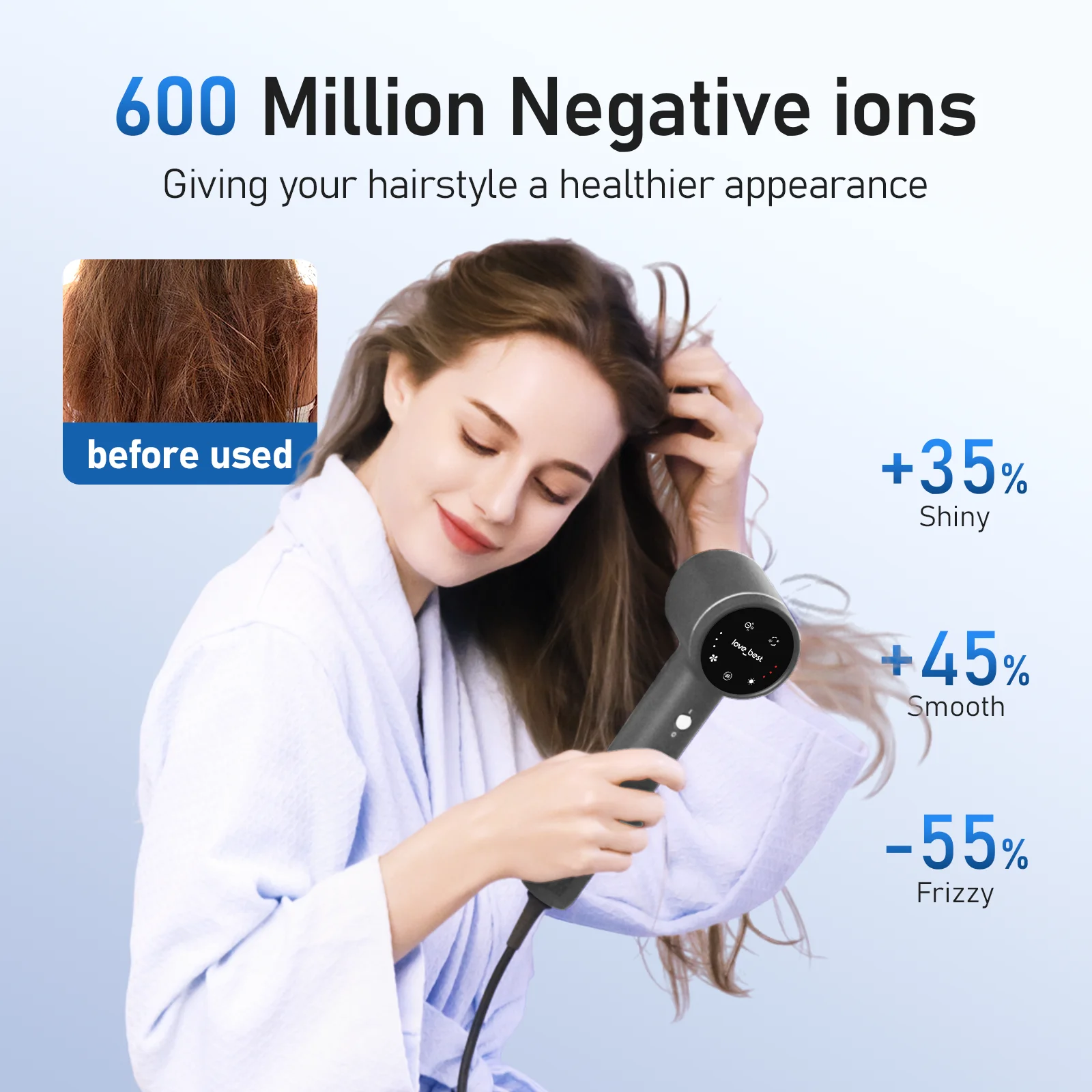 مجفف شعر عالي السرعة 600 مليون الأيونات السالبة للعناية بالشعر 110000 دورة في الدقيقة سريع الجفاف 220 فولت (مع محول الاتحاد الأوروبي) سرعة الرياح 64 متر/الثانية