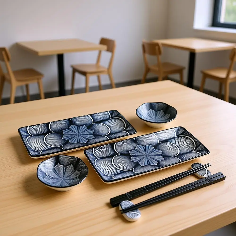 

Набор для суши в японском стиле из 8 предметов, 10 дюймов — 2 тарелки для суши, 2 соусницы, 2 пары палочек для еды, 2 подставки для палочек