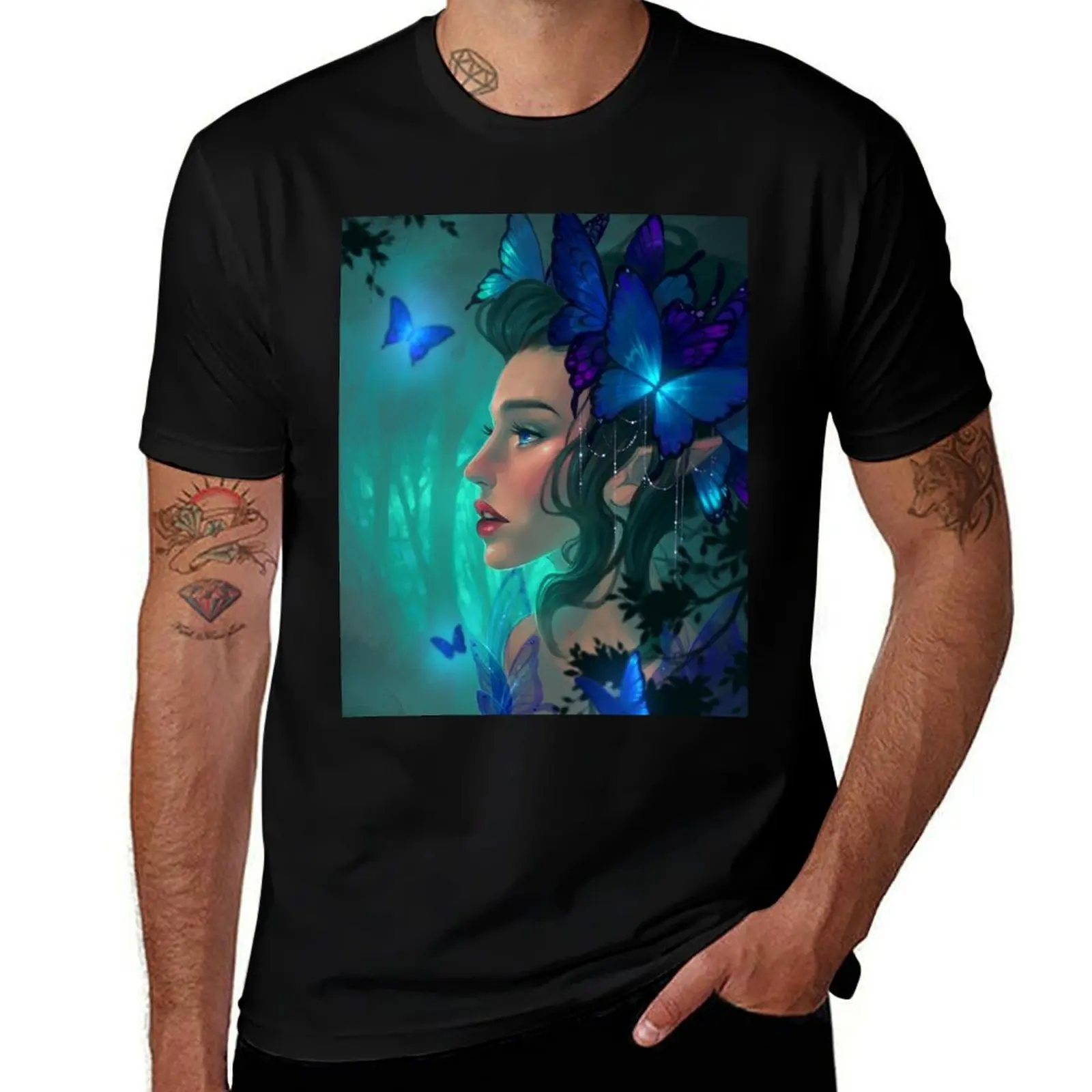 Blue Butterfly Fairy T-Shirt Holiday Simple Tee Shirt T-Shirt