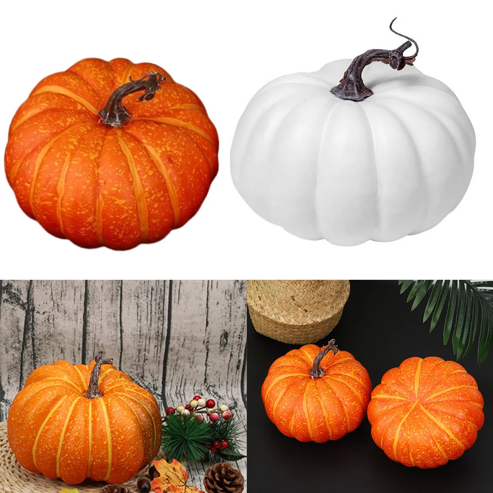 Calabaza Artificial de 17cm, simulación falsa de verduras, decoración de Acción de Gracias, accesorios para fiesta de Halloween, manualidades DIY, decoración navideña para el hogar