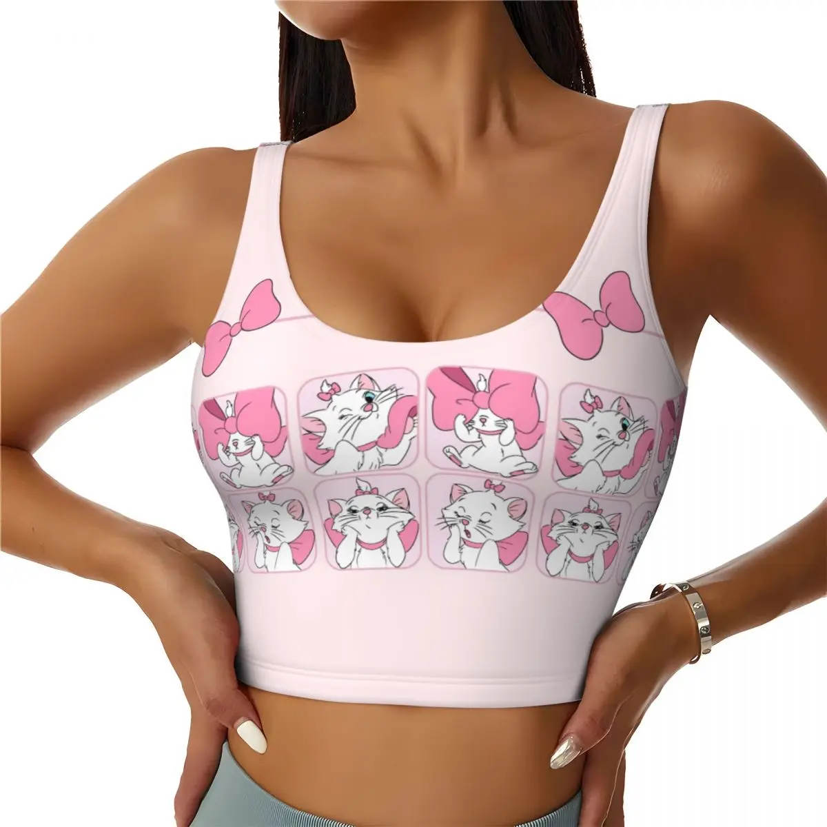 Custom High Impact Anime Sports Bra Women Marie Cat Gym Workout Yoga Crop Top