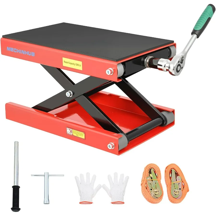 

Стальной ножничный домкрат емкостью 1200 фунтов для ремонта и обслуживания мотоциклов, регулируемый диапазон высоты от 4 до 14,17 дюймов Durab