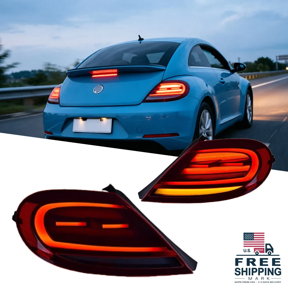 

Автомобильные аксессуары: светодиодные задние фонари для VW Beetle 2013-2021, комплект задних фонарей с динамической подсветкой при запуске.