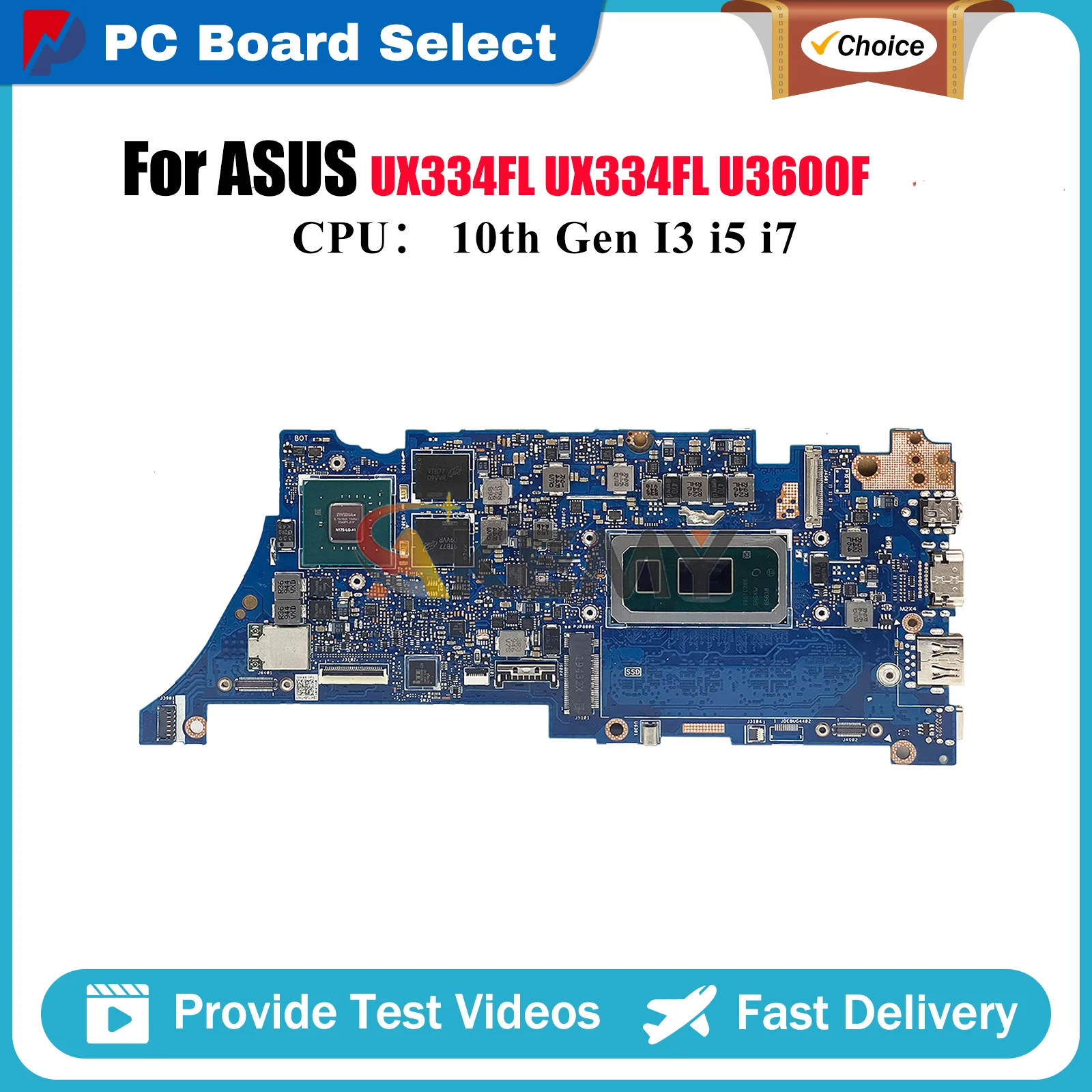 

UX334FL Laptop Motherboard For ASUS ZenBook UX463FL U3600F U4600F UX334FL UX334F Mainboard With 10th Gen I3 i5 i7 100% tests OK