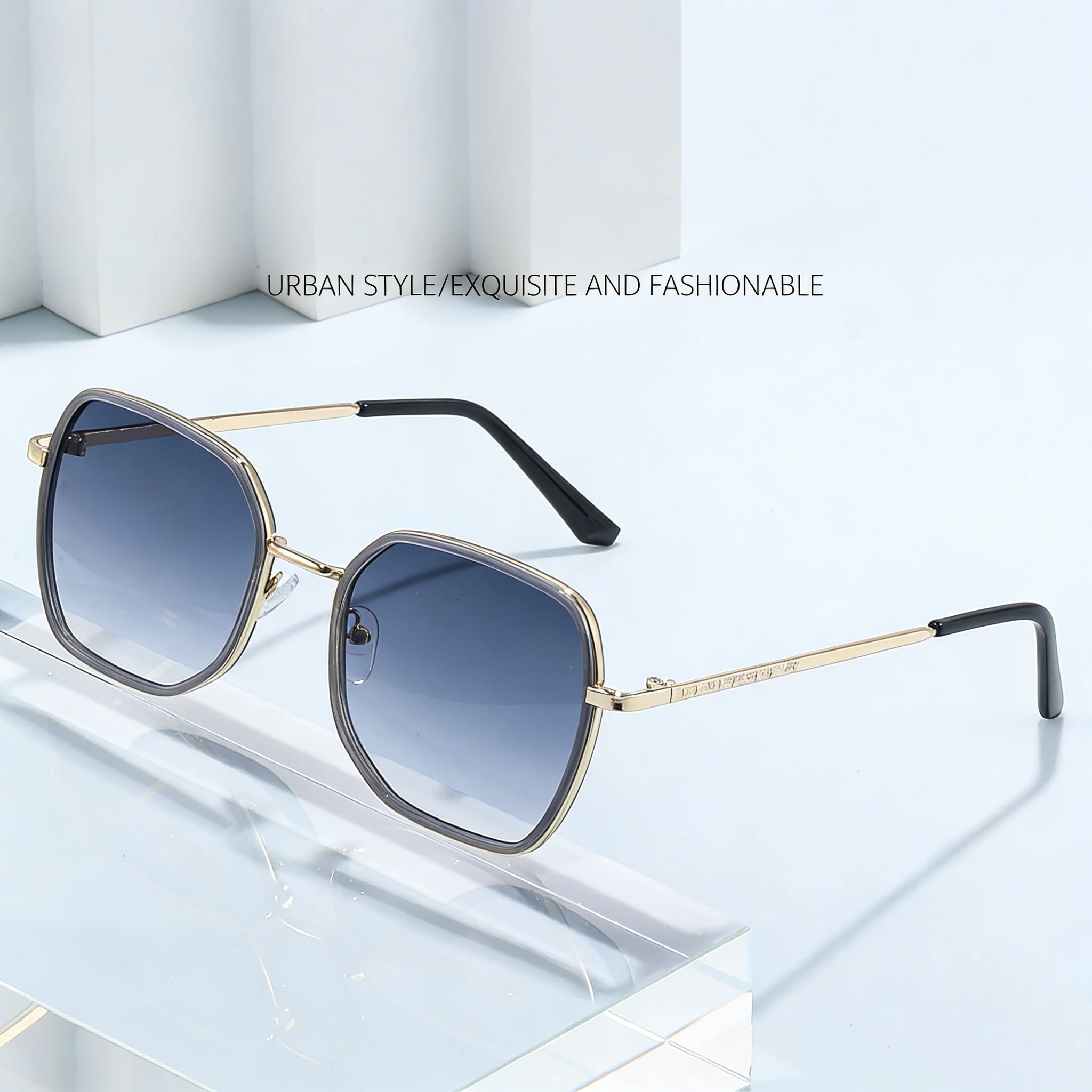UV-beständige Sonnenbrille, moderne Sonnenbrille aus Polycarbonat und Metall, Damen-Sonnenbrille, elegant für modisches Outfit, Reisen, Autofahren – Detail 8