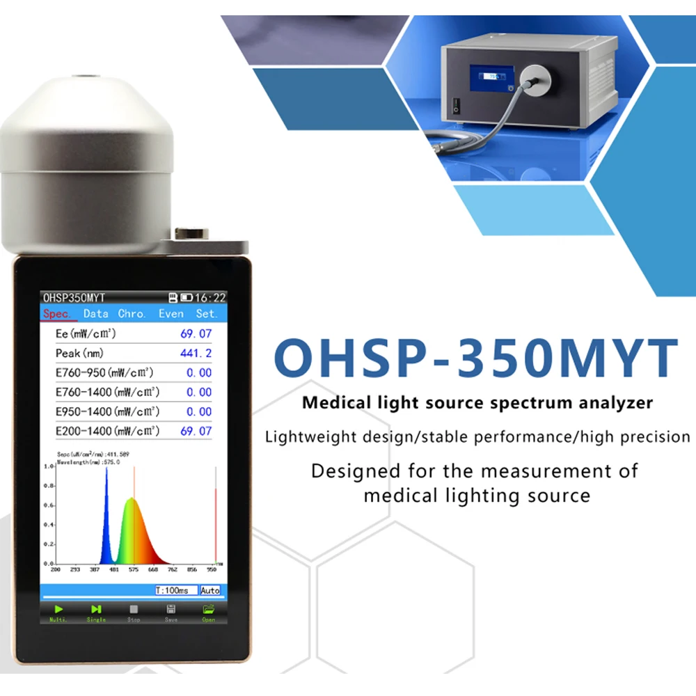 HOPOOCOLOR OHSP350MYT Luminous Flux Spectrometer | 300–1700nm Light Tester for Endoscope Cold Source YY1081