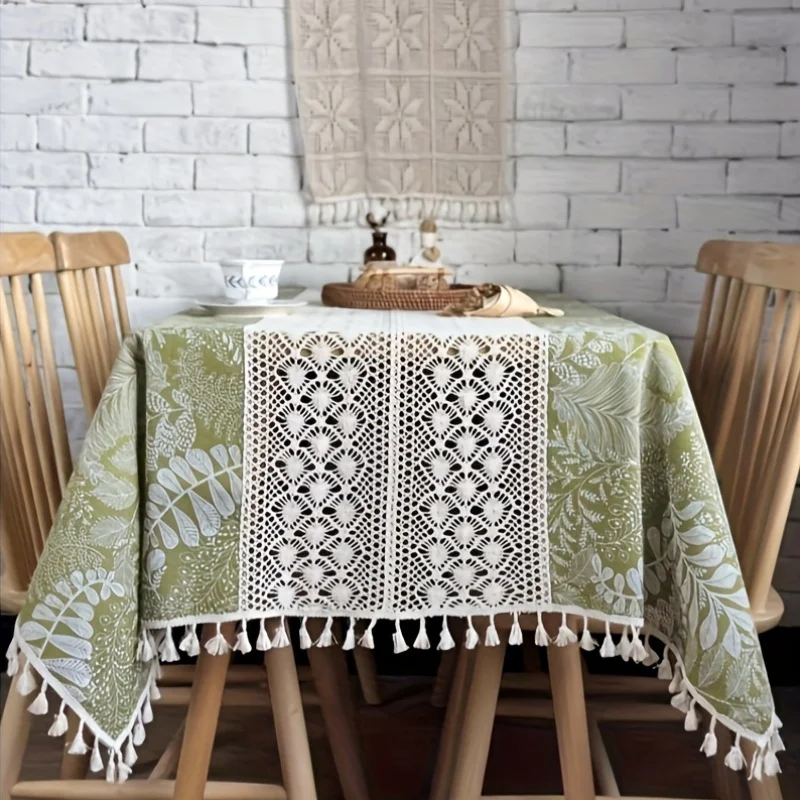 

Rustic Burlap Tablecloth - Rectangle Coffee-Line Linen Look, Washable & Wrinkle/Dust-Proof for Dining, Picnic, Indoor/Outdoor