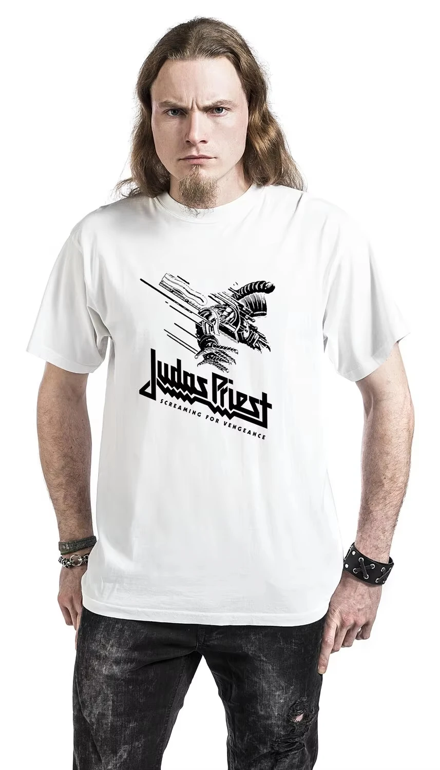 Screaming for Vengeance Judas Priest Pattern Printing Summer Luxury Brand Cotton Men's and Women's T-Shirts Short Sleeves