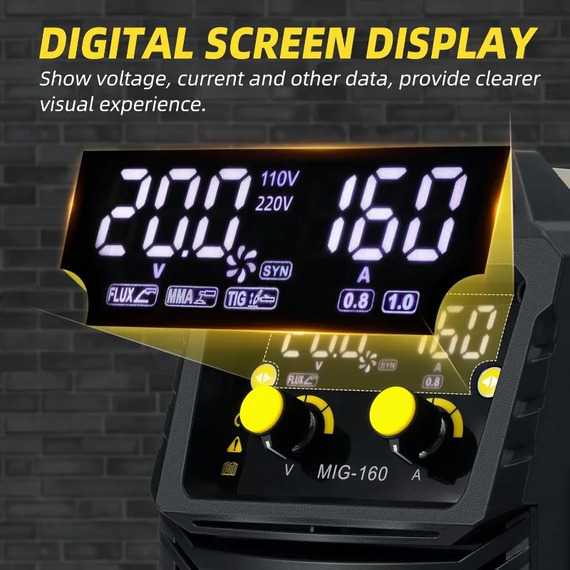 ماكينة لحام MIG 160 أمبير، 110 فولت/220 فولت، ماكينة لحام أساسية للتدفق، ماكينة لحام MIG/Lift TIG/Stick ARC 3 في 1