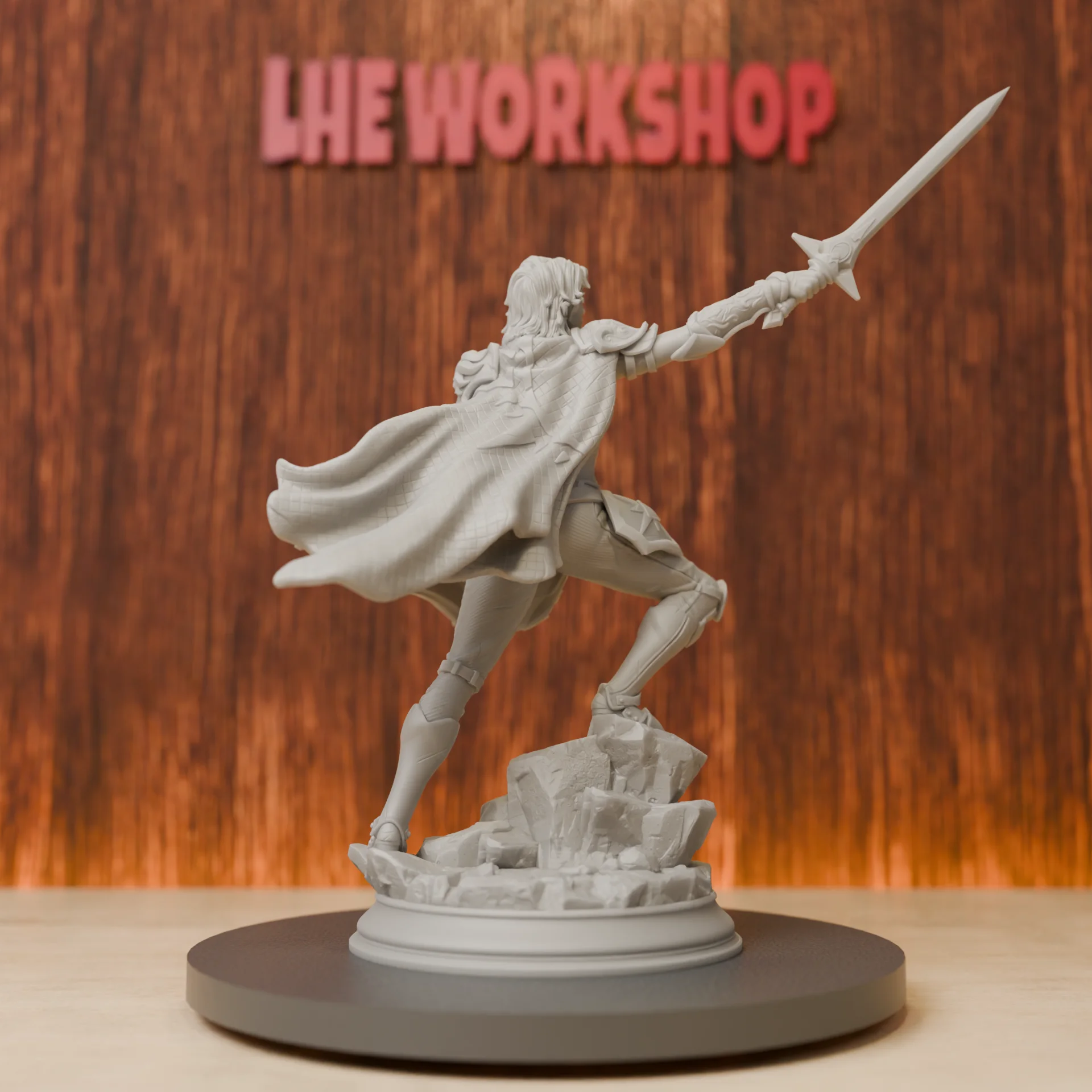 Human Female Paladin of the Sun Miniatures | 28mm-75mm | Resin 3D Printed DND Pathfinder Mini | Unpainted Grey