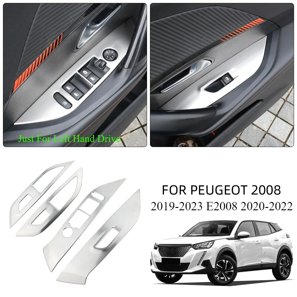 プジョー-2008-2019-2023-e2008-2020-2022-lhd-車の窓ガラスリフトボタンフレームインテリアアクセサリー