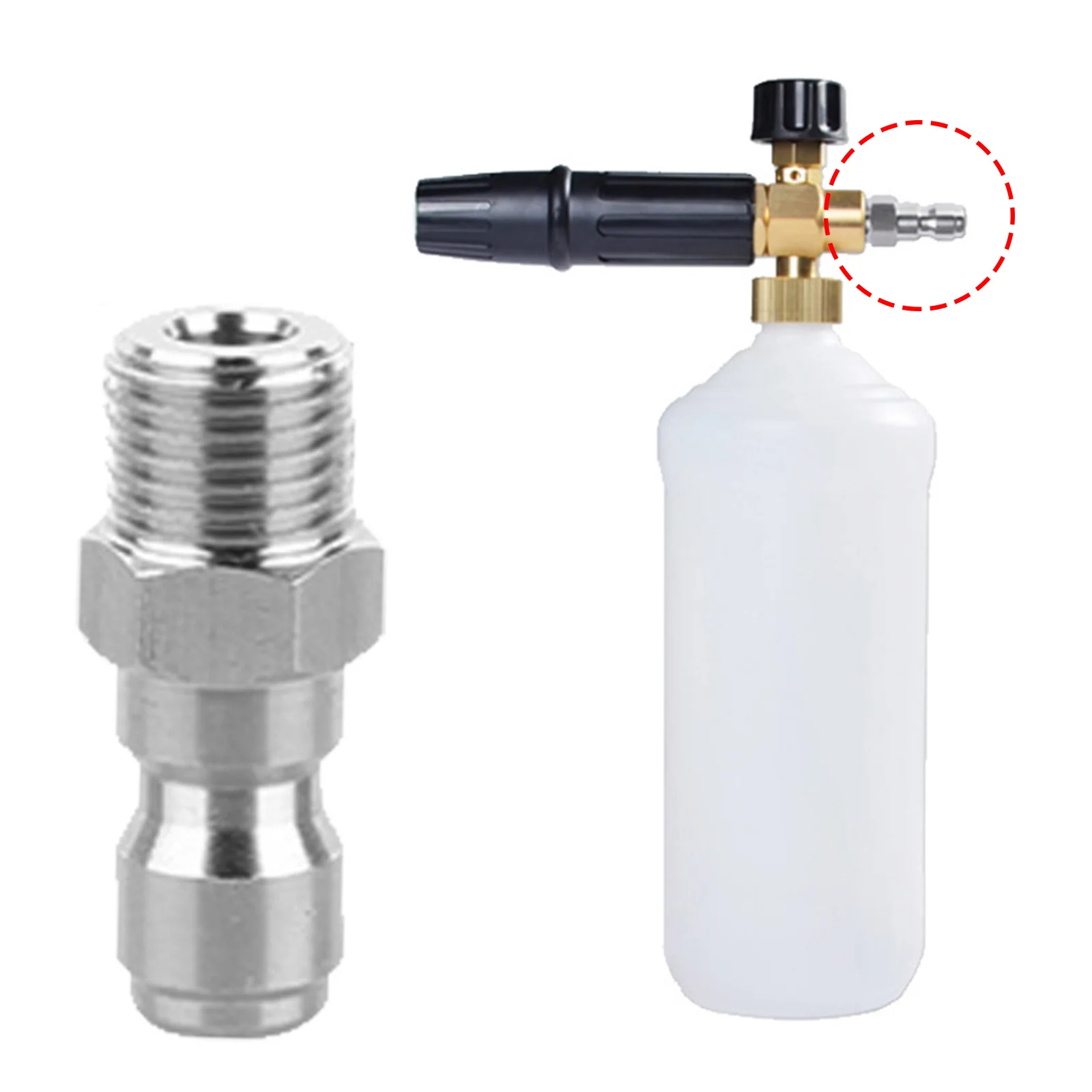 Pressure Washer Snow Foam Quick Plug Connector 1/4 Inch To Spray-Gun Wand Lance Adapter Quick Disconnect Release Fitting