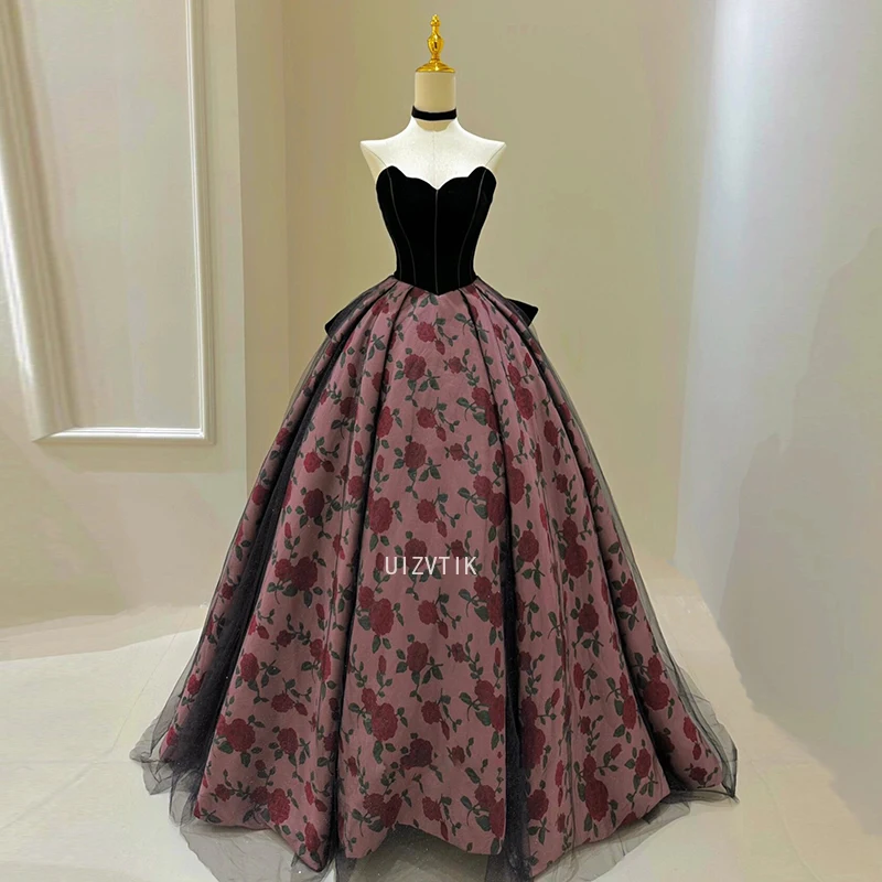 

Элегантные платья для выпускного вечера с цветочным принтом, женское бальное платье без бретелек длиной до пола, вечернее платье, платья для особых случаев по индивидуальному заказу