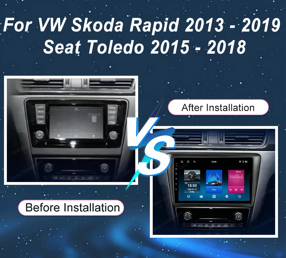 Android 16 For VW Skoda Rapid 2013 -2019 Seat Toledo 2015 -2018 Auto Multimidia Video Player Carplay Radio Stereo Car Dvd WIFI