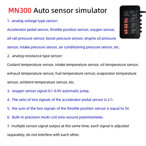Imagen 2 del producto ¡Actualizar! Simulador de Sensor automático MN300, probador automotriz, carril, oxígeno, presión de aceite, Sensor de flujo, generador de señal