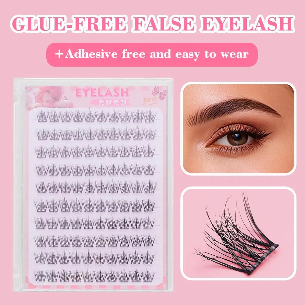 10 列の大容量接着剤不要つけまつげまつげ C カール 10-12 ミリメートルナチュラルシングルクラスター自己粘着つけまつげ X7K0