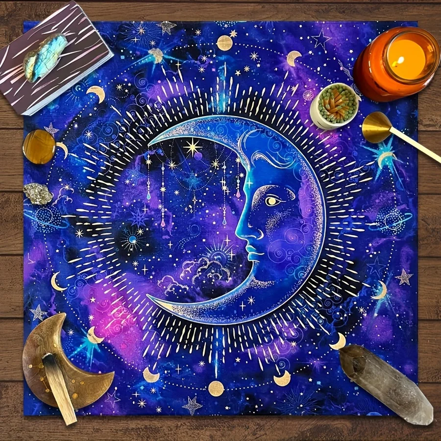 Mantel de Altar Místico de Sol y Luna, Mantel de Tarot, Tapete de Adivinación de Brujería, Decoración del Hogar, Regalo Perfecto para Entusiastas de la Magia