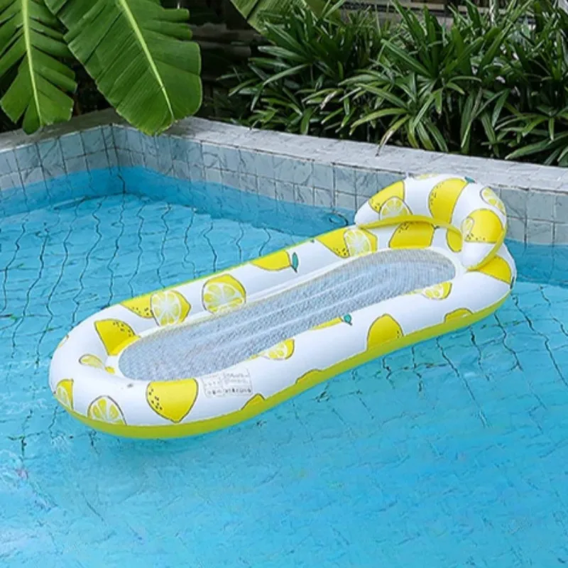 ที่นอนลมเป่าลมสำหรับเล่นน้ำ ของเล่นน้ำรูปทรงเลมอน สำหรับพักผ่อนหย่อนใจกลางแจ้งในฤดูร้อน ใช้ในสระว่ายน้ำ ชายหาด หรือเป็นเตียงนอน